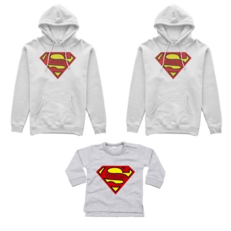 Tris felpe adulti neonato o body lupetto neonato personalizzato con nomi superman Per la famiglia