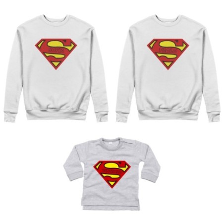 Tris felpe adulti neonato o body lupetto neonato personalizzato con nomi superman Per la famiglia