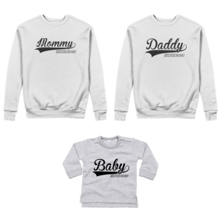 Tris felpe adulti o body lupetto personalizzato con anno...