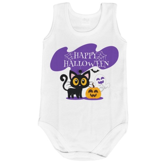 Body neonato happy halloween con gattino zucca e fantasmino Halloween