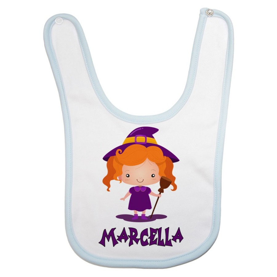 Bavaglino neonata personalizzato con nome piccola streghetta Halloween