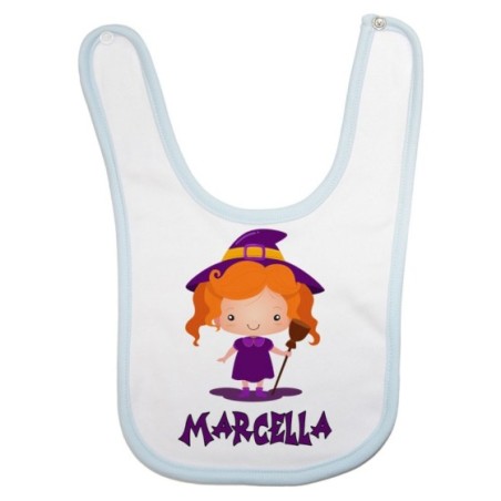 Bavaglino neonata personalizzato con nome piccola streghetta Halloween