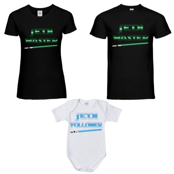 Tris t-shirt adulti e body neonato jedi master jedi follower Per la famiglia 2