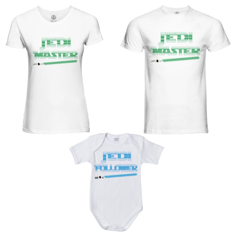 Tris t-shirt adulti e body neonato jedi master jedi follower Per la famiglia
