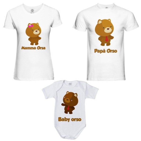 Tris t-shirt adulti e body neonato papà orso mamma orsa baby orso Per la famiglia 2