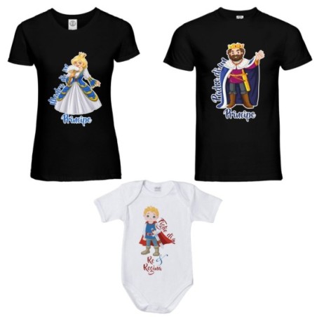 Tris t-shirt adulti body padre di un principe madre di un...