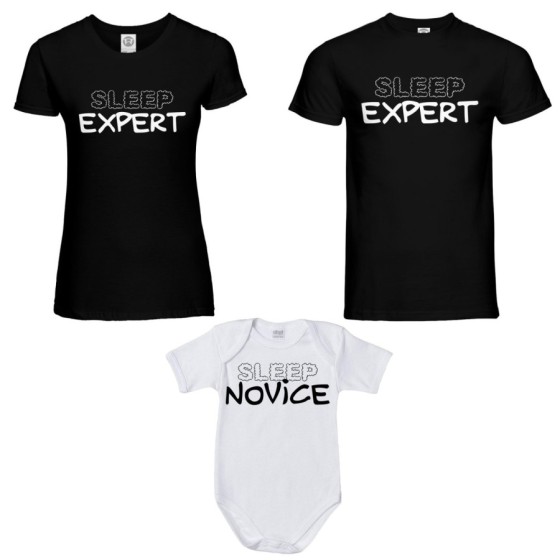 Tris t-shirt adulti e body neonato sleep expert sleep novice Per la famiglia 2