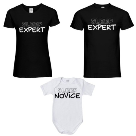 Tris t-shirt adulti e body neonato sleep expert sleep novice Per la famiglia