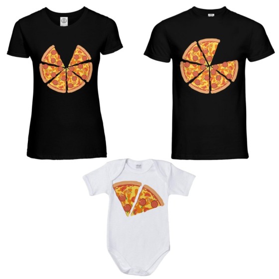 Tris t-shirt adulti e body neonato pizza Per la famiglia 2