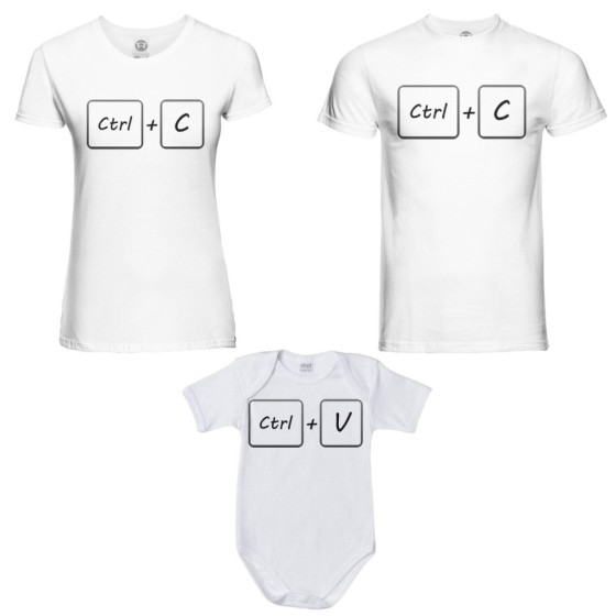 Tris t-shirt adulti e body neonato copia e incolla Per la famiglia