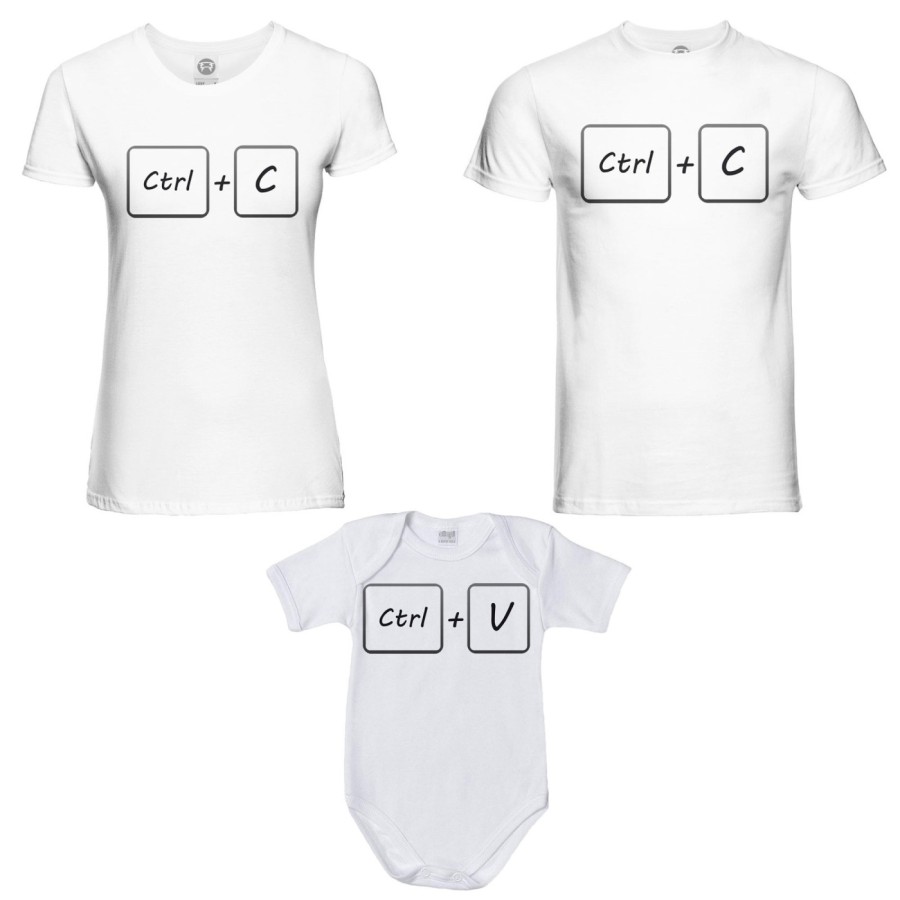 Tris t-shirt adulti e body neonato copia e incolla Per la famiglia