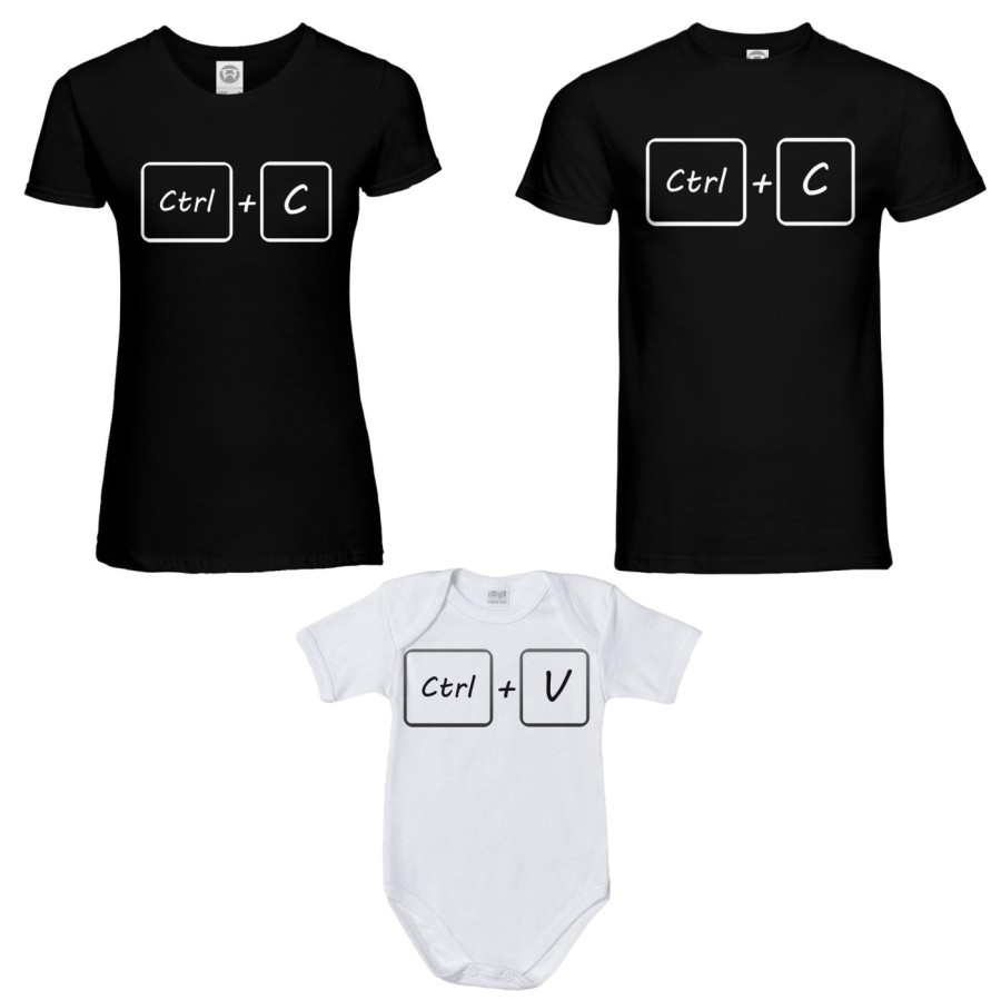 Tris t-shirt adulti e body neonato copia e incolla Per la famiglia