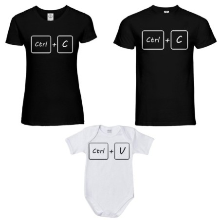 Tris t-shirt adulti e body neonato copia e incolla Per la famiglia