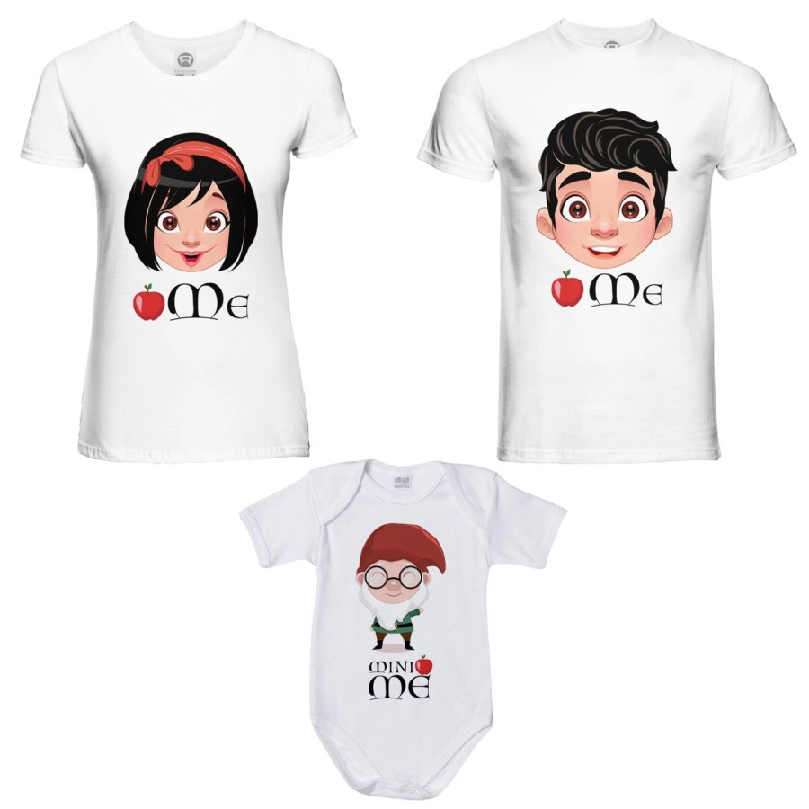Tris t-shirt adulti e body neonato me principe florian me biancaneve mini nano  Per la famiglia