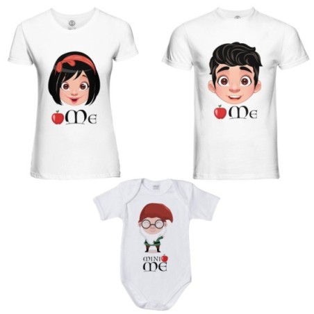 Tris t-shirt adulti e body neonato me principe florian me biancaneve mini nano  Per la famiglia