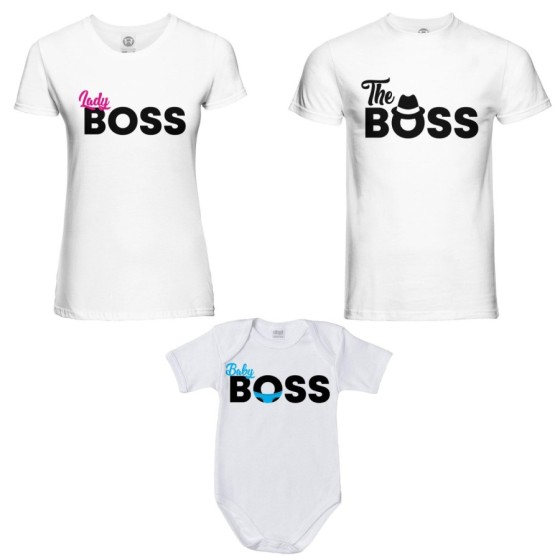 Tris t-shirt adulti e body neonato boss family Per la famiglia 2