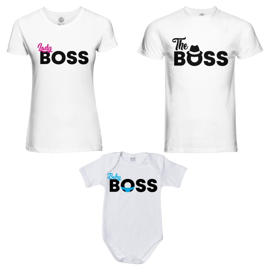 Tris t-shirt adulti e body neonato boss family Per la famiglia