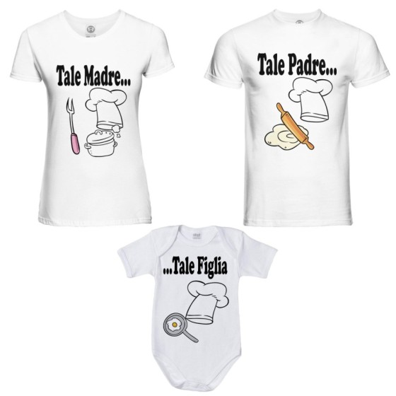 Tris t-shirt adulti e body neonato famiglia di chef Per la famiglia
