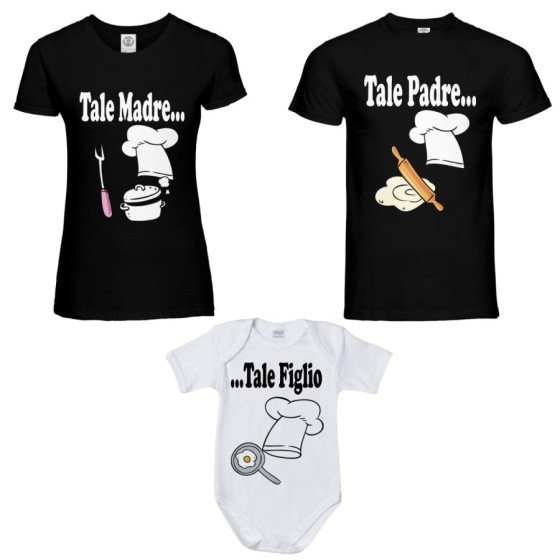 Tris t-shirt adulti e body neonato famiglia di chef Per la famiglia 2