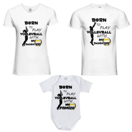 Tris t-shirt adulti e body neonato born to play...