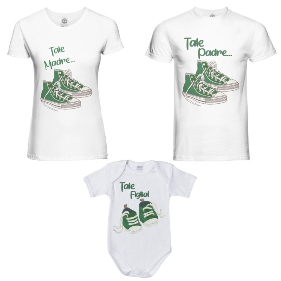 Tris tshirt adulti e body neonato tale padre tale madre tale figlio tale figlia all star Per la famiglia