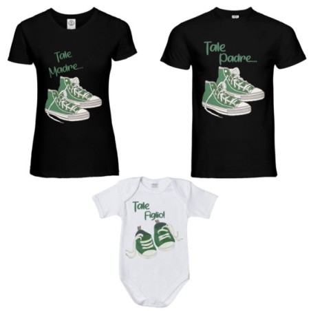 Tris tshirt adulti e body neonato tale padre tale madre tale figlio tale figlia all star Per la famiglia
