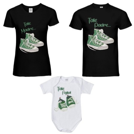 Tris tshirt adulti e body neonato tale padre tale madre tale figlio tale figlia all star Per la famiglia