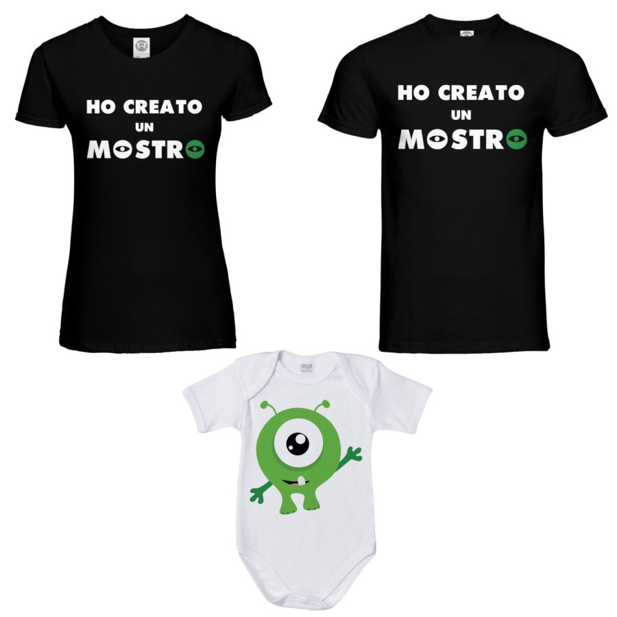 Tris t-shirt adulti e body neonato ho creato un mostro Per la famiglia