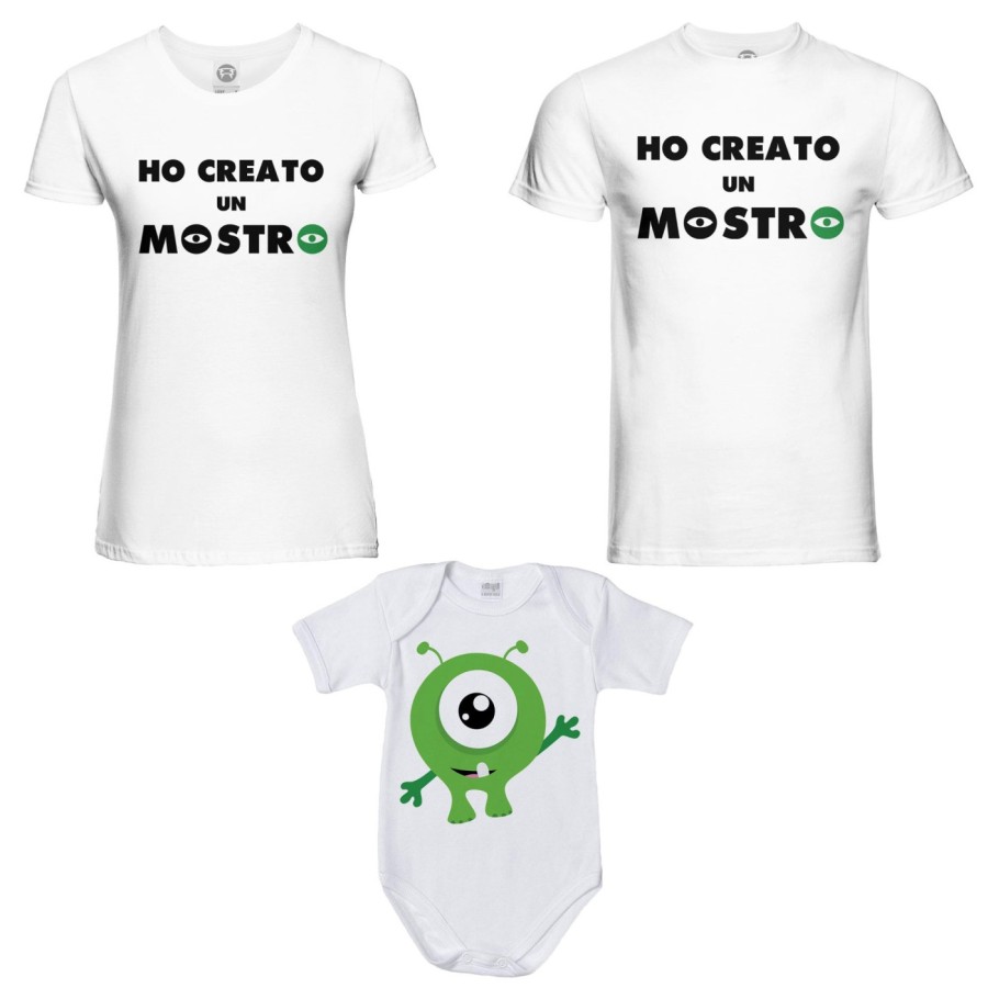 Tris t-shirt adulti e body neonato ho creato un mostro Per la famiglia