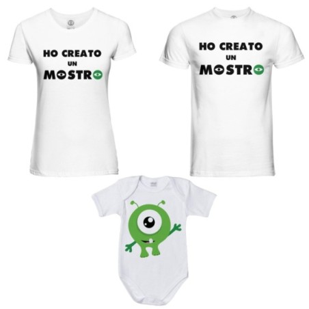 Tris t-shirt adulti e body neonato ho creato un mostro Per la famiglia