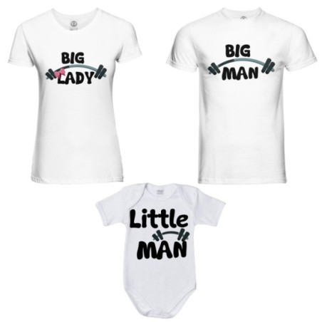 Tris t-shirt adulti e body neonato big man big lady...