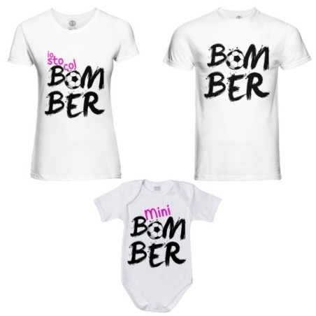 Tris t-shirt adulti e body neonato bomber io sto col bomber mini bomber Per la famiglia