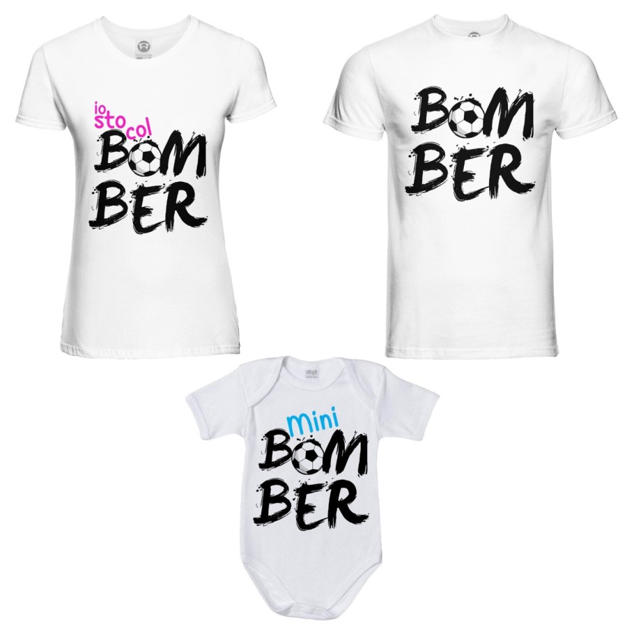 Tris t-shirt adulti e body neonato bomber io sto col bomber mini bomber Per la famiglia