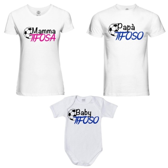 Tris t-shirt adulti e body neonato papà tifoso mamma tifosa baby tifosa Per la famiglia 2