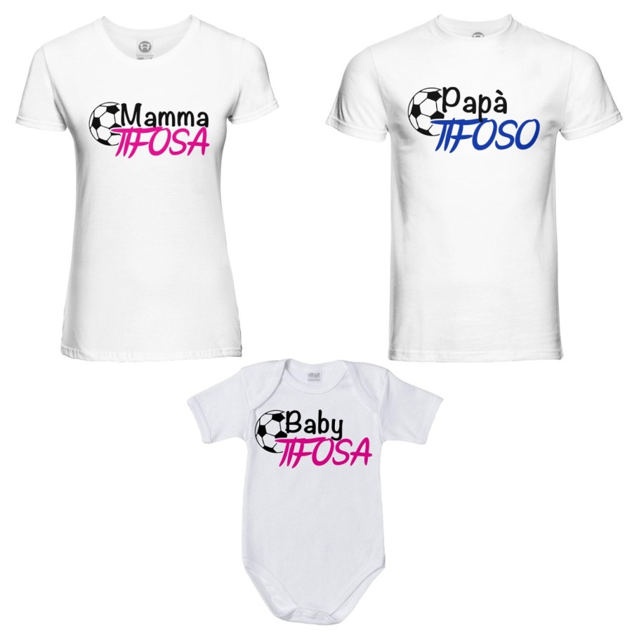 Tris t-shirt adulti e body neonato papà tifoso mamma tifosa baby tifosa Per la famiglia