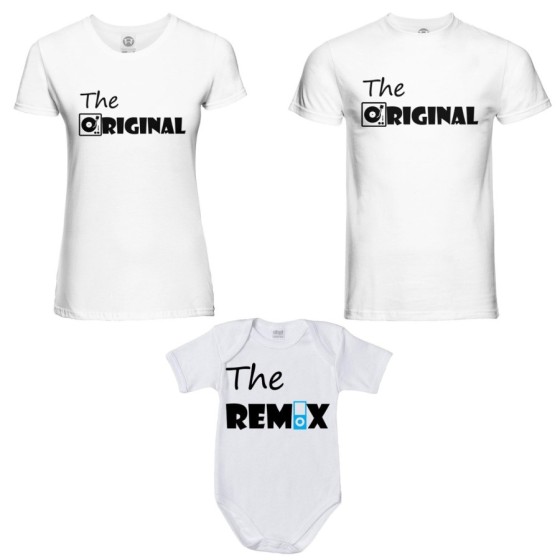Tris t-shirt adulti e body neonato the original the remix music Per la famiglia 2