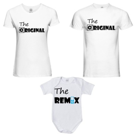 Tris t-shirt adulti e body neonato the original the remix music Per la famiglia