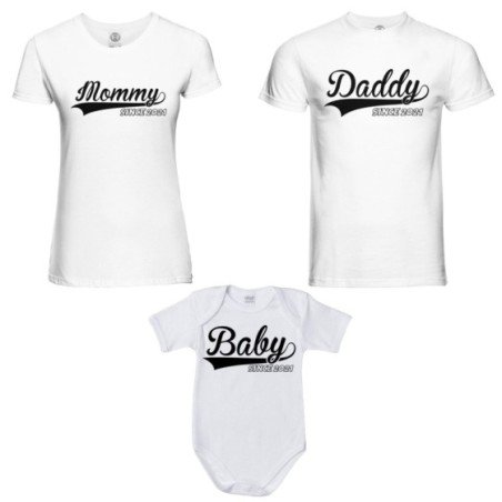 Tris t-shirt adulti e body neonato personalizzato con...
