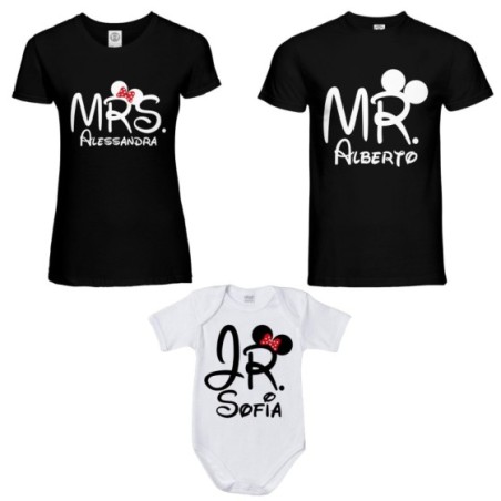 Tris t-shirt adulti e body neonato personalizzabile con...