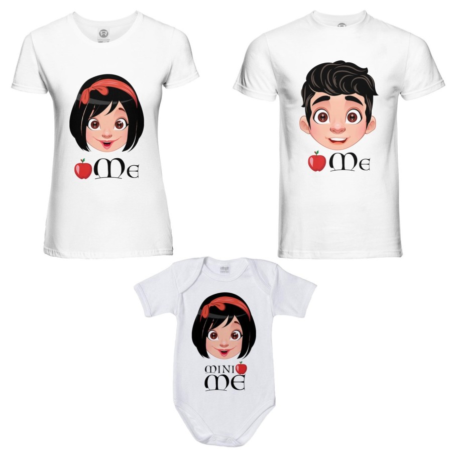 Tris t-shirt adulti e body neonato me principe florian me biancaneve mini biancaneve Per la famiglia