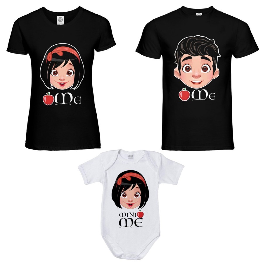Tris t-shirt adulti e body neonato me principe florian me biancaneve mini biancaneve Per la famiglia
