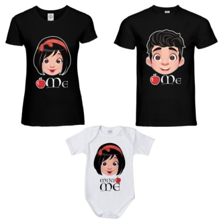 Tris t-shirt adulti e body neonato me principe florian me biancaneve mini biancaneve Per la famiglia