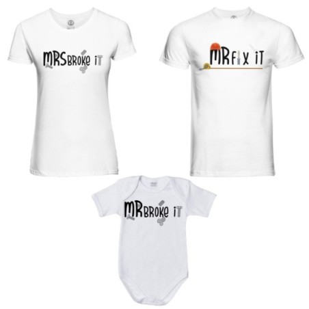 Tris t-shirt adulti e body neonato mr fix it mr broke it...