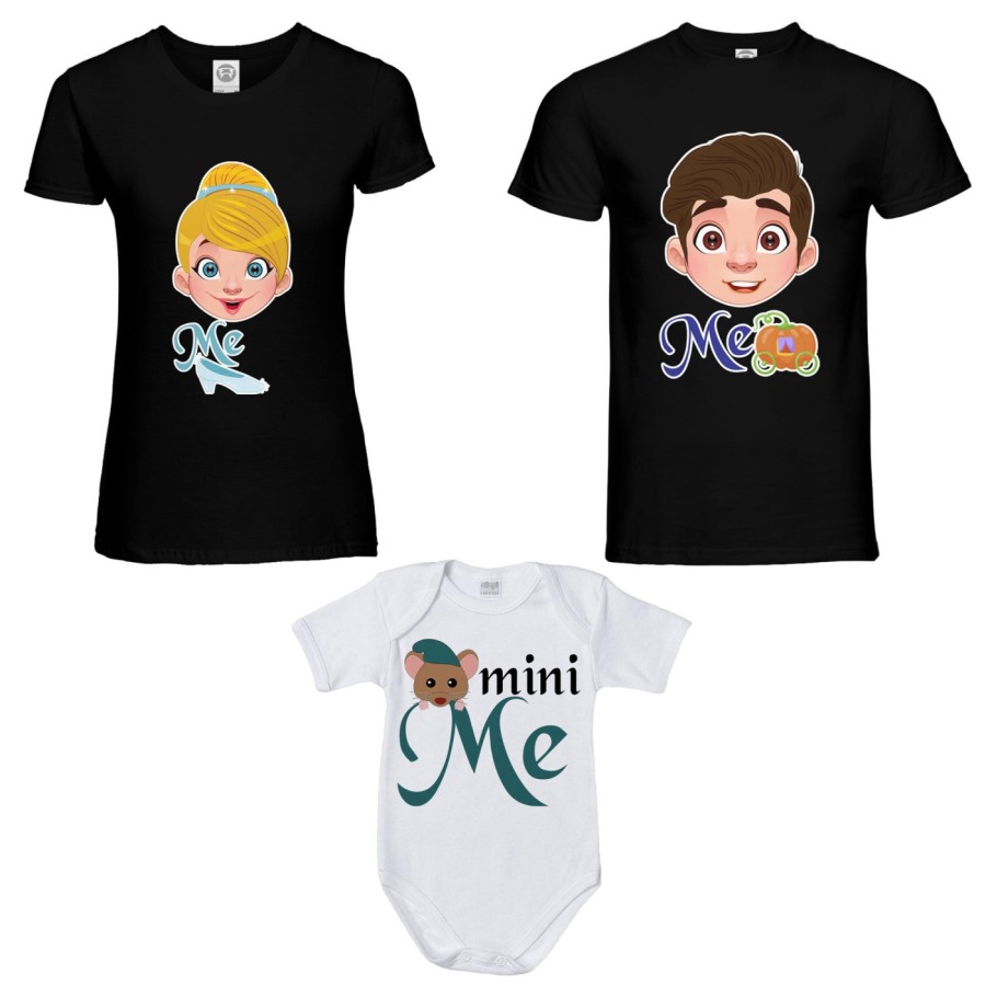 Tris t-shirt adulti e body neonato me principe henry me cenerentola mini topino Per la famiglia