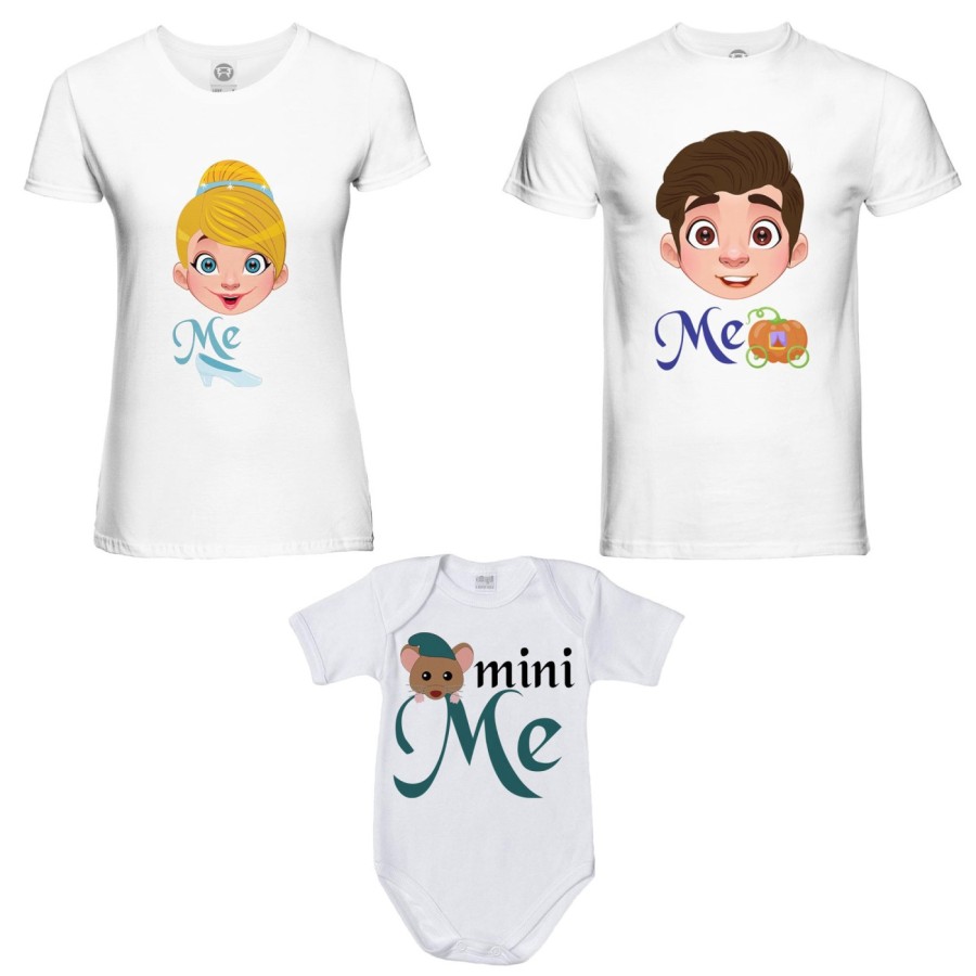 Tris t-shirt adulti e body neonato me principe henry me cenerentola mini topino Per la famiglia