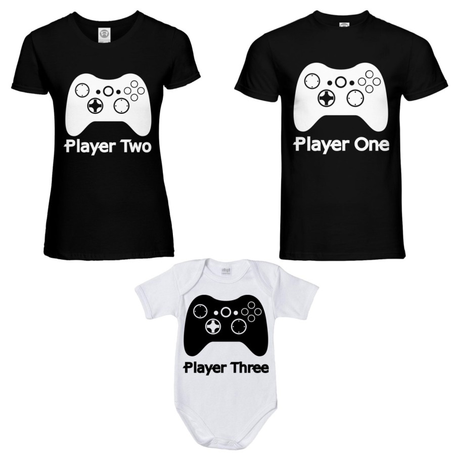Tris t-shirt adulti e body neonato player one player two player three xbox Per la famiglia