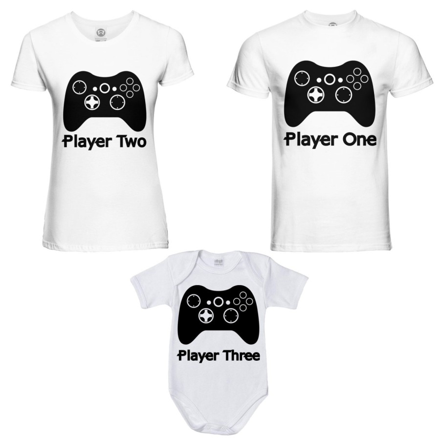 Tris t-shirt adulti e body neonato player one player two player three xbox Per la famiglia