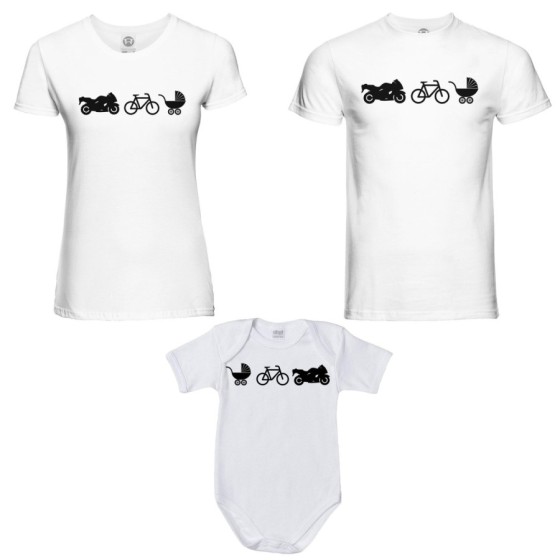 Tris t-shirt adulti e body neonato dalla moto al carrozzino Per la famiglia 2