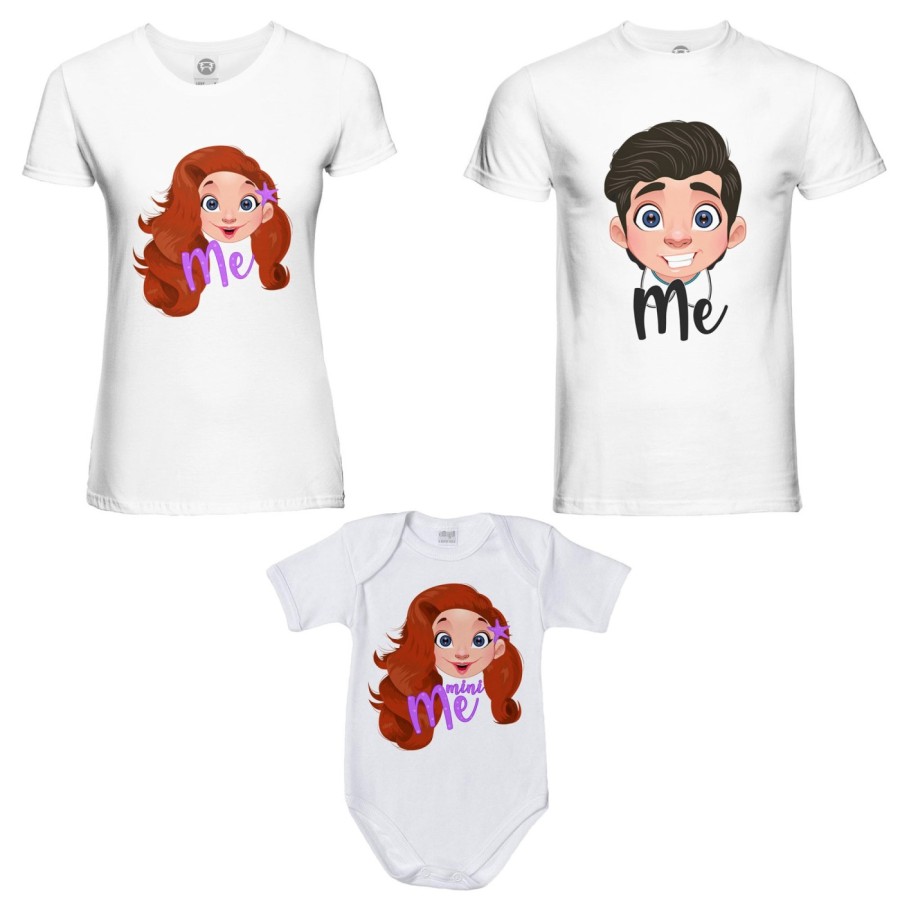 Tris t-shirt adulti e body neonato me erik me ariel mini ariel Per la famiglia