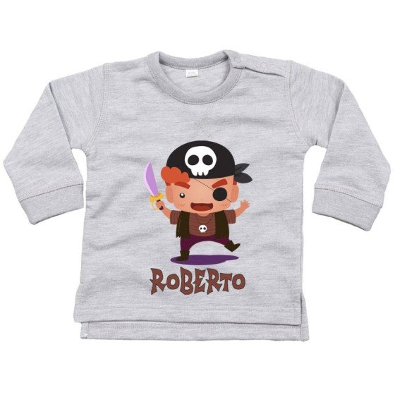 Felpa neonato personalizzata con nome piccolo pirata Halloween